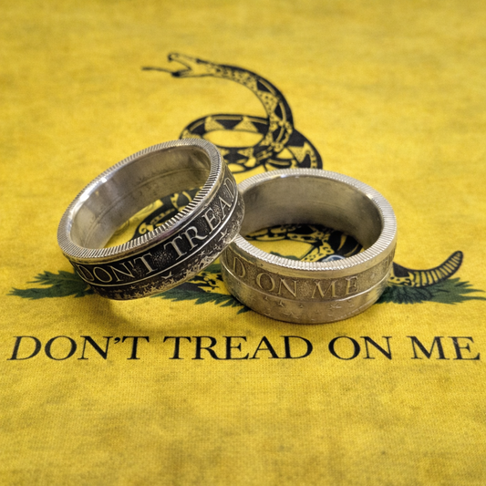 DON'T TREAD ON ME, LIVE FREE OR DIE coin ring